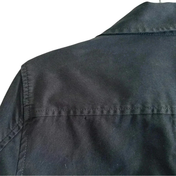 LL Bean Womens Jacket 4 Black Chambray Denim Button Pockets Travel Coat Outdoor - Picture 13 of 13